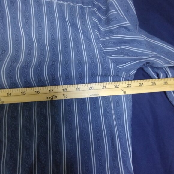 Johnson‎ & Murphy Mens Large Blue Striped Button Cotton Shirt - Picture 5 of 10